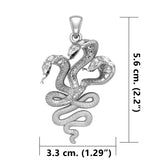 Fierce and Ferocious Sterling Silver Three Headed Cobra Pendant TPD5092