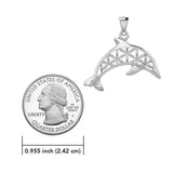 Swimming Dolphin with Flower of Life Silver Pendant TPD5272 - Jewelry