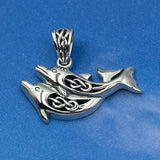 Celtic Joyful Dolphins Silver Pendant TPD5693 - Jewelry