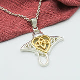 Manta Ray with Celtic Heart in the center Silver Pendant TPD6059 - Jewelry