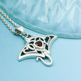 Manta ray with Triple Heart Silver Pendant With Gemstone in the Center TPD6072 - Jewelry