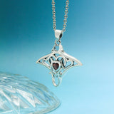 Manta ray with Triple Heart Silver Pendant With Gemstone in the Center TPD6072 - Jewelry