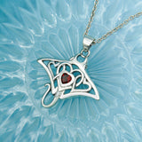 Manta ray with Triple Heart Silver Pendant With Gemstone in the Center TPD6072 - Jewelry