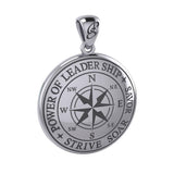 The Compass Rose Silver Pendant with the Power of Leadership Engraving TPD6162 - Jewelry