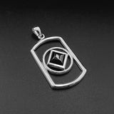 Rectangle Silver Pendant with Inlay Stone in NA Symbol Shape TPD6165