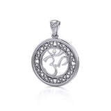 Om with Celtic Border Silver Pendant TPD6276 - Jewelry