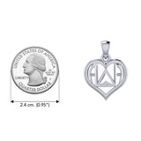 AA Recovery Symbol With Heart Sterling Silver Pendant TPD6350