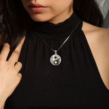 Balancing Yin Yang With NA Recovery Symbol Sterling Silver Pendant with Black and White Enamel TPD6352