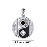 Balancing Yin Yang With NA Recovery Symbol Sterling Silver Pendant with Black and White Enamel TPD6352