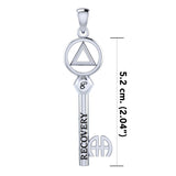 Peter Stone AA Recovery Key of Encouragement Sterling Silver Pendant TPD6358