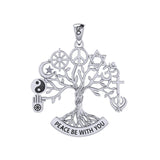 Tree of Life with Peace and Faith Symbols Sterling Silver Pendant TPD6364