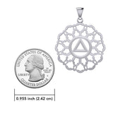 Rose Window with AA Symbol Sterling Silver Pendant TPD6377