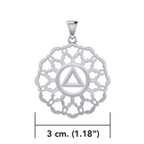 Rose Window with AA Symbol Sterling Silver Pendant TPD6377