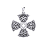 Templar Cross with NA Symbol Sterling Silver Pendant TPD6379