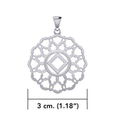 Rose Window with NA Symbol Sterling Silver Pendant TPD6380