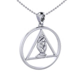 AA Recovery Symbol with Christogram Sterling Silver Pendant TPD6382