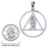 AA Recovery Symbol with Christogram Sterling Silver Pendant TPD6382