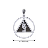 AA Recovery Symbol with Christogram Sterling Silver Pendant with Black Enamel TPD6384