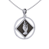 NA Recovery Symbol with Christogram Sterling Silver Pendant with Black Enamel TPD6385