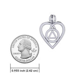 Heart with AA Recovery Symbol Sterling Silver Pendant TPD6387