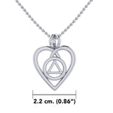 Heart with AA Recovery Symbol Sterling Silver Pendant TPD6387