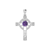 Celtic Knotwork Cross Sterling Silver with Gem Pendant TPD721