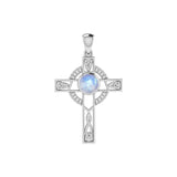 Modern Celtic Knot Cross Gem Silver Pendant TPD721 - Jewelry