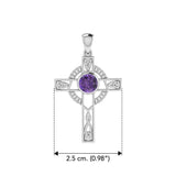 Modern Celtic Knot Cross Gem Silver Pendant TPD721 - Jewelry