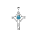 Modern Celtic Knot Cross Gem Silver Pendant TPD721 - Jewelry