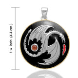 Oberon Zell Yin Yang Dragon Silver and 14K Gold Accent Pendant TPV3207 - Jewelry