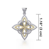 Four Point Knot Silver and 14K Gold Accent Pendant TPV3340 - Jewelry