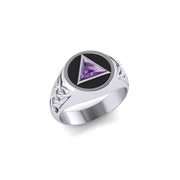 Celtic AA Symbol Sterling Silver Ring with Gemstone TR1020