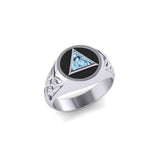 Celtic AA Symbol Sterling Silver Ring with Gemstone TR1020