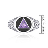 Celtic AA Symbol Silver Ring with Gemstone TR1020