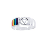 Pride Symbol with Rainbow Color Inlay Silver Ring TR285 - Jewelry