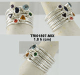 Oval Chakra Gemstone on Sterling Silver Stack Ring TRI1897