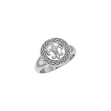 Celtic Knotwork Fleur De Lis Silver Ring TRI163