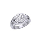 Celtic Quaternary Knot Silver Ring TRI1758