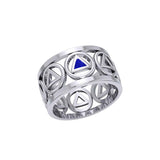 Recovery Silver Band Ring with Stone Inlay TRI2400 - Jewelry