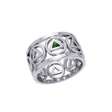 Recovery Silver Band Ring with Stone Inlay TRI2400 - Jewelry