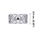 Recovery Silver Band Ring with Stone Inlay TRI2400 - Jewelry