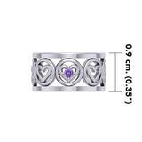 Heart Silver Band Ring With Gemstone TRI2403 - Jewelry