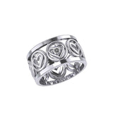 Heart Silver Band Ring With Gemstone TRI2403 - Jewelry