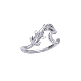 Hammerhead Shark with Wave Silver Ring TRI2428 - Jewelry