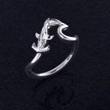 Hammerhead Shark with Wave Silver Ring TRI2428 - Jewelry