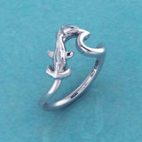 Hammerhead Shark with Wave Silver Ring TRI2428 - Jewelry