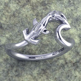 Hammerhead Shark with Wave Silver Ring TRI2428 - Jewelry