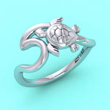 Turtle with Wave Silver Ring TRI2429 - Jewelry