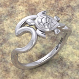 Turtle with Wave Silver Ring TRI2429 - Jewelry