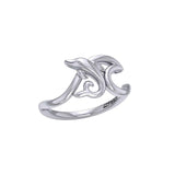 Dolphin with Wave Silver Ring TRI2431 - Jewelry